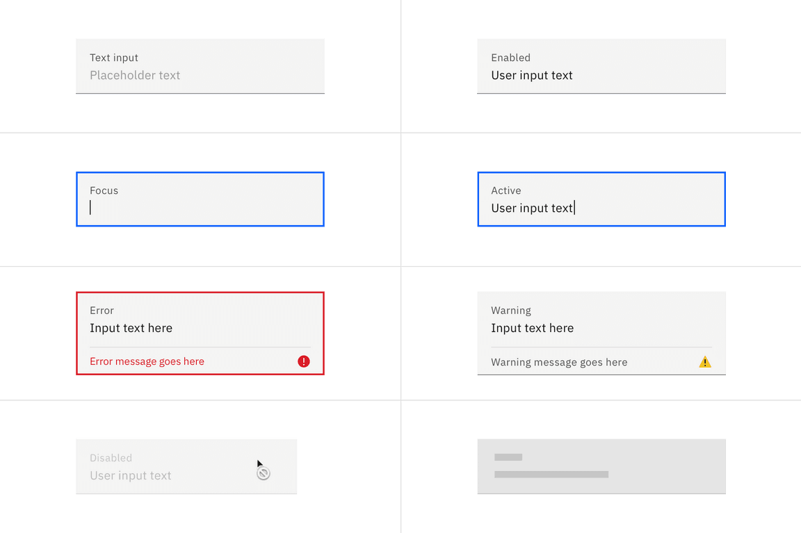 Text input states in the fluid style